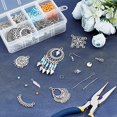 thumbnail image 4 of DIY 10 Pairs Chandelier Charms Earring Making Kit Boho Charms for Jewelry Making Feather Charms Cone Charms Flat Round Charms Head Pins Eye Pins Jump Rings Antique Silver Adult Women, 4 of 9