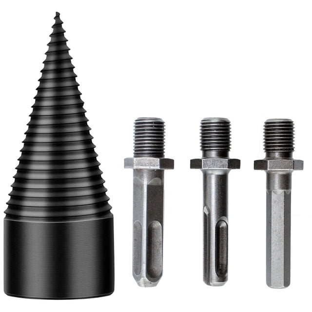 Firewood Drill Bit,Wood Splitter Drill Bit 4Pcs Removable Firewood Log Splitter Drill Bit Wood Screw Conedriver High Speed Screw Conedriver 38Mm Firewood Drill Bit Wood Splitter