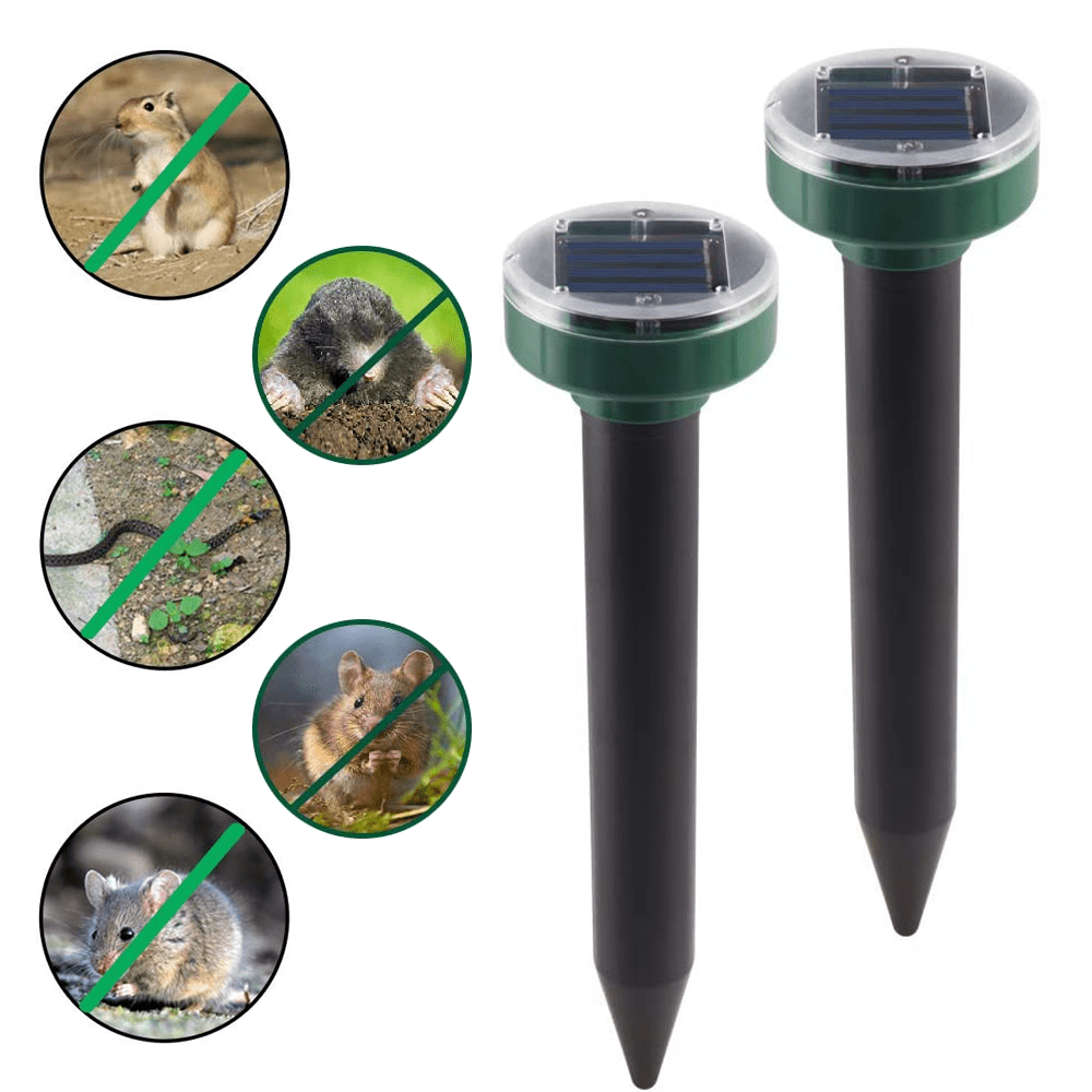 Works Day and Night Pack of 2 Weather-Resistant Humane Deterrent Repels Moles from Garden Areas Solar Mole Repeller 