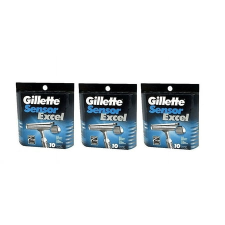 Gillette Sensor Excel Refill Blade Cartridges, 10 Ct. (Pack of 3) + LA Cross Tweezers 71817