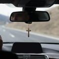 thumbnail image 3 of MRLESS Cross Pendant Car Rear View Mirror Hanging Ornament Church Car Interior Decoration Craftsmanship Wooden Charm, 3 of 8