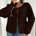 thumbnail image 7 of Women’s Fall Lightweight Soft Knit Cardigan Casual Long Sleeve Crew Neck Tie Open Front Coat, 7 of 7