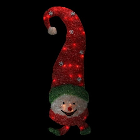 39" Lighted Sisal Snowman Face Christmas Outdoor Decoration