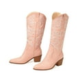 thumbnail image 6 of Chenyee Cowboy Boots for Women Embroidered Pull On Chunky Stacked Heel Knee High Western Booties, 6 of 7