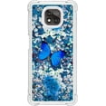 thumbnail image 2 of Slim Phone Case for Motorola Moto G Power 2021,Crystal Bling Quicksand Effect TPU Bumper Case with Four Corners Drop Protection Cover for Moto G Power 2021,YBDT Blue Butterfly, 2 of 6