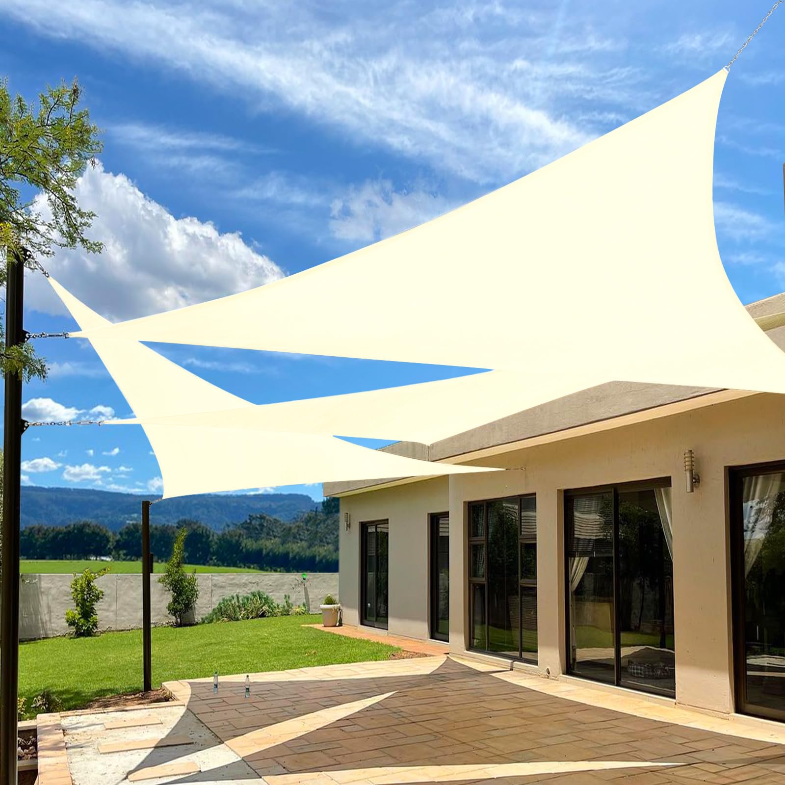10'X10'X14' HDPE Sunshade Sail, Cream