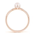 thumbnail image 6 of Angara Japanese Akoya Cultured Pearl Twist Shank Ring with Diamonds in 14K Rose Gold for Women | June Birthstone Jewelry for Her, 6 of 8
