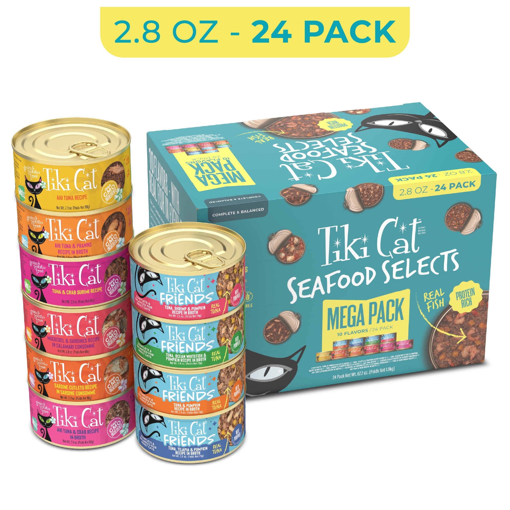 Tiki Cat Seafood Selects Wet Cat Food Mega Pack, 2.8 oz. Can (24 Count)