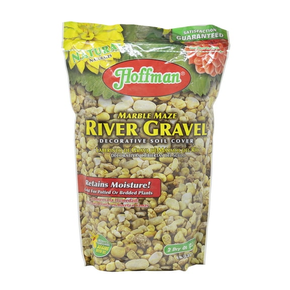 Hoffman Natural Marble Maze River Gravel Decorative Soil Cover for Potted or Bedded Plants, 2 Dry Quarts