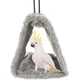 thumbnail image 2 of Nido de pájaro de loro, nido de invierno de animales, hamaca cálida de invierno, jaula colgante de felpa para loro, periquito, cacatúa, amazonas, cacatúa, jaula para canarios, juguete (M, gris), 2 of 5