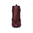thumbnail image 6 of Unique Bargains Women's Plaid Pointed Toe Crisscross Strap Block Heel Ankle Boots Burgundy 8, 6 of 7
