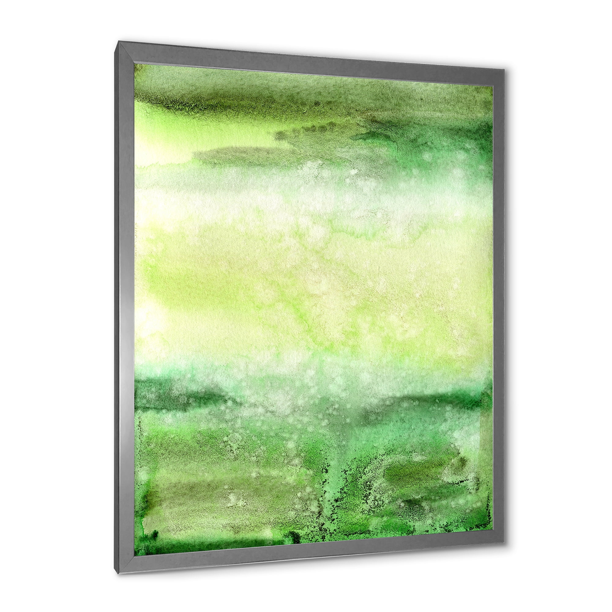 Designart 'Pastel Abstract With Beige and Dark Green & Spots' Modern Framed Art Print