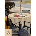 thumbnail image 5 of Outdoor Tablecloth with Umbrella Hole for Patio/Picnic/Party/Camping, Cherry Blossoms Waterproof Table Cloth Square Cover Washable, Japanese Spring Floral Leaves Vintage Beige (60"x 60"), 5 of 8