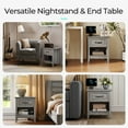 thumbnail image 6 of Linsy Home Nightstand for Bedroom with Charging Station, Farmhouse End Tables for Living Room with Drawer, Grey, 6 of 8