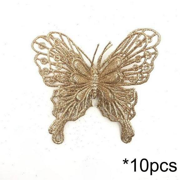 WEGFTDUOP 10 Pack Sparkling Butterflies Ornaments For Christmas Tree Garland Wedding Decorations Wreath Gift Box Holiday Party Decorations Holiday Products