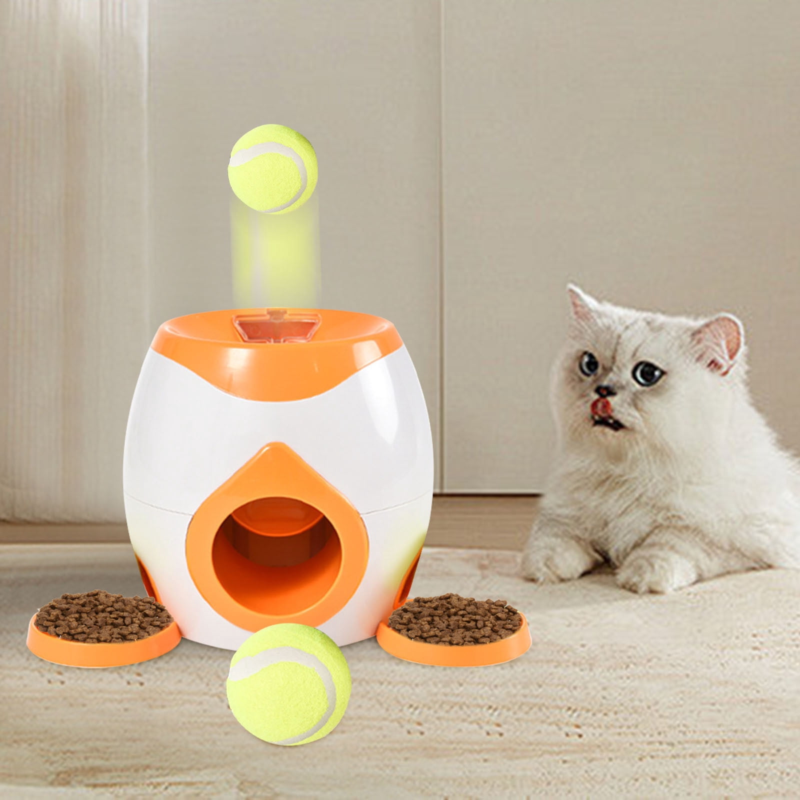 Automatic Dog Ball Thrower Launcher Dog Fetch Machine for Small To Medium Sized Dogs Adjustable Launch Distances Ball Launcher for Dogs with 2 Balls Dual Power Ball Thrower for Dogs