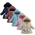 thumbnail image 3 of QUDDERR 1-5T Girl's Hooded Coat Jacket for Kids Toddler Winter Thickened Parka Coat Girls Warm Cotton-Padded Outwear, 3 of 9