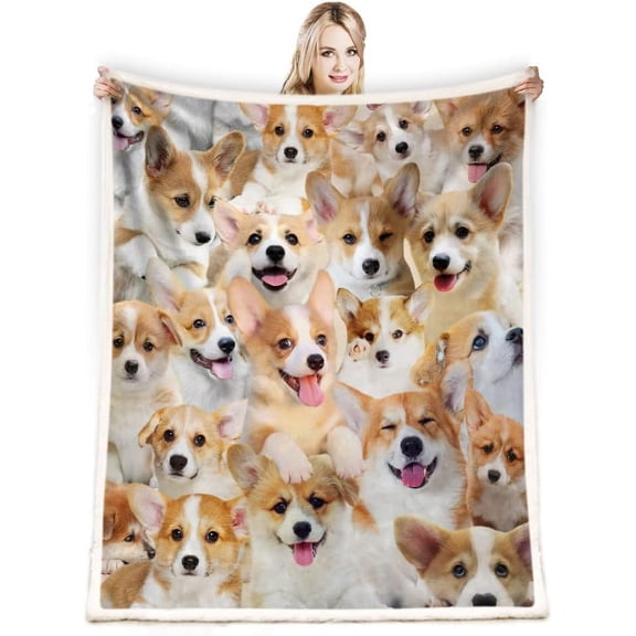Corgi Gifts Blanket Cartoon Dog Throw for Lovers Boys Girls Adults Cute Puppy Decor 50"X60" for Bed Sofa Couch