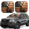 thumbnail image 2 of Uemuo Deer American Flag Vintage Printed 2 PCS Car Windshield Sun Shade, Auto Sun Heat and UV Rays Blocker, Foldable Automotive Front Window Sunshade Protector, 2 of 7