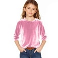 thumbnail image 2 of Shirts for Girls Fashion Velvet Crewneck Casual Tshirts 3/4 Sleeve Pullover Tops Kids Clothes Girls Size 3-14, 2 of 5