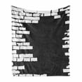 thumbnail image 1 of Urban Graffiti Soft Flannel Fleece Throw Blanket, Chalky Stencil Graffiti Design on Smutty Brick Wall Pattern, Cozy Plush for Indoor and Outdoor Use, 50" x 70", Charcoal Grey and White, by Ambesonne, 1 of 6