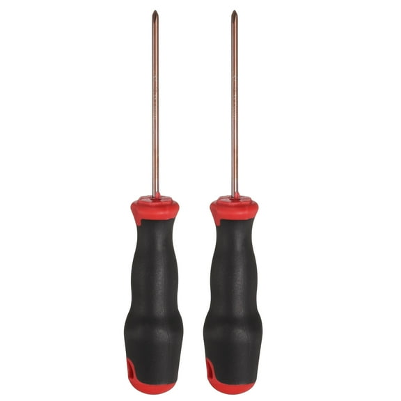 Uxcell 2pcs PH0 Phillips Screwdriver #0 6.3" Magnetic Screwdrivers 3.35" Heat-Treated S2 Alloy Steel with Ergonomic Handle for DIY Repairing, Red Brown