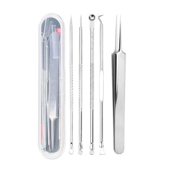 5-Piece Professional Acne Removal Tool Kit for All Skin Types Stainless Steel Comedone Extractor