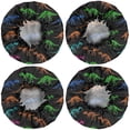 thumbnail image 2 of Shower Caps,Black Cartoon Colorful Dinosaurs Skeletons Pattern Waterproof Shower Cap for Women 4 Pieces,Double Reusable Hair Cover for Shower PEVA Elastic Stretch Hem, 2 of 7