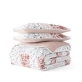 thumbnail image 3 of Noble Linens Blush 3 Piece Scrolled Patchwork Reversible Microfiber Quilt Set, King / CalKing, 3 of 7