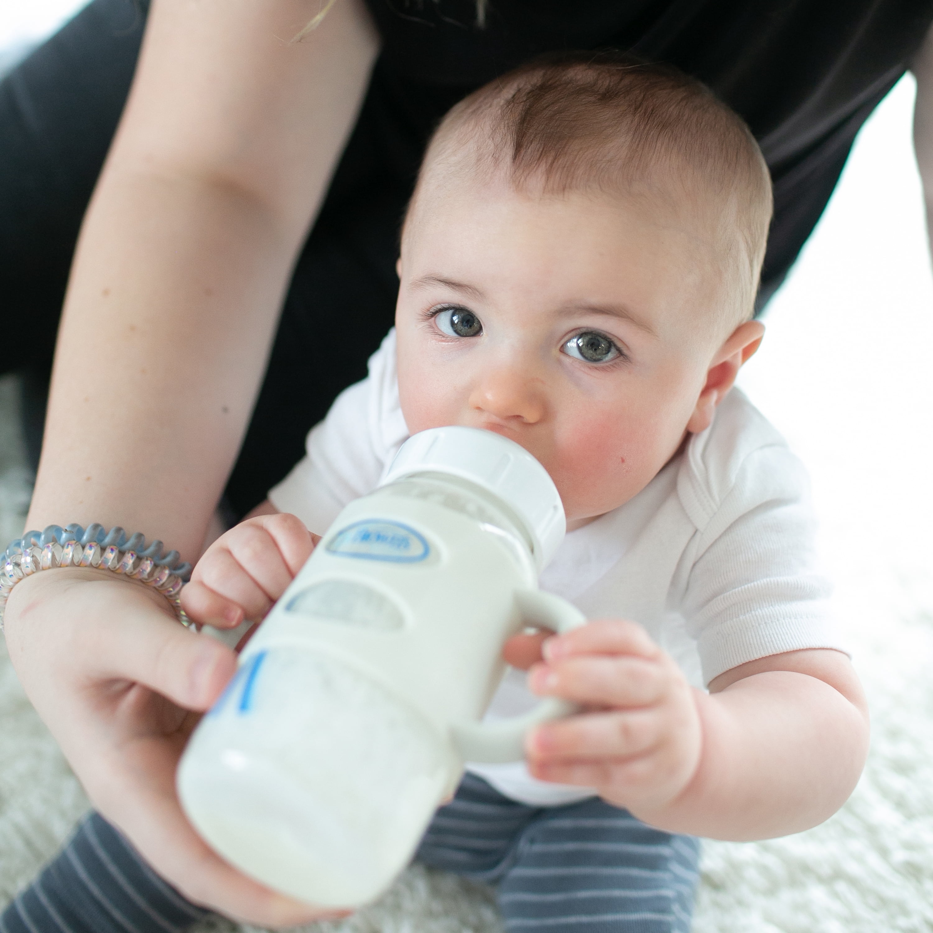 Dr. Brown's Milestones Wide-Neck Baby Bottle Handles, 100% Silicone, Gray, 4 Months+, 1-Pack