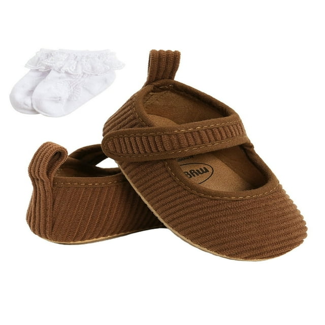 Baby Shoes Solid Color Ribbed Walking Shoes Soft Sole Footwear