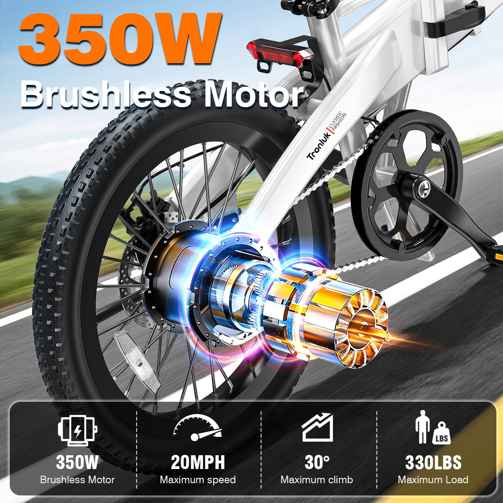 20 inch Folding Electric Bike,48V 7.8Ah Battery,Peak 720W Motor Electric Mountain Bike,Max Speed 20MPH Ebike,Foldable Electric Bicycle for Adults
