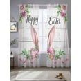 thumbnail image 2 of Easter Sheer Curtains 96 Inch Length 2 Panels for Living Room, Spring Farmhouse Watercolor Bunny Flower Wood Grain Voile Kitchen Curtain Set, Luxury Privacy Drapes Window Treatment for Bedroom, 2 of 7