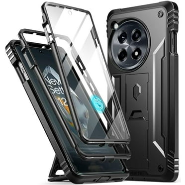 Poetic Revolution Case for OnePlus 12R 5G (2024), Built-in Screen Protector [Work with Fingerprint ID], [20FT Mil-Grade Drop Tested] Full Body Shockproof Protective Cover Case with Kickstand, Black