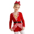 thumbnail image 2 of TSSOE Kids Girls Christmas Dance Unitard Dress Long Sleeve Sequined Figure Skating Leotard Ballet Gymnastics Bodysuit Red 16, 2 of 7