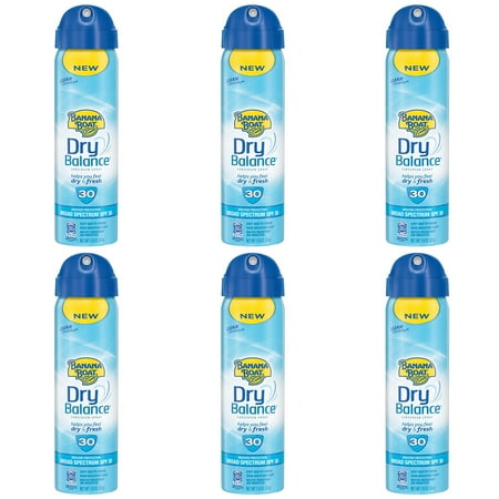 (6 Pack) Banana Boat Sunscreen Dry Balance Broad Spectrum Sunscreen Spray, TSA Approved Size, SPF 30, 1.8 Ounce