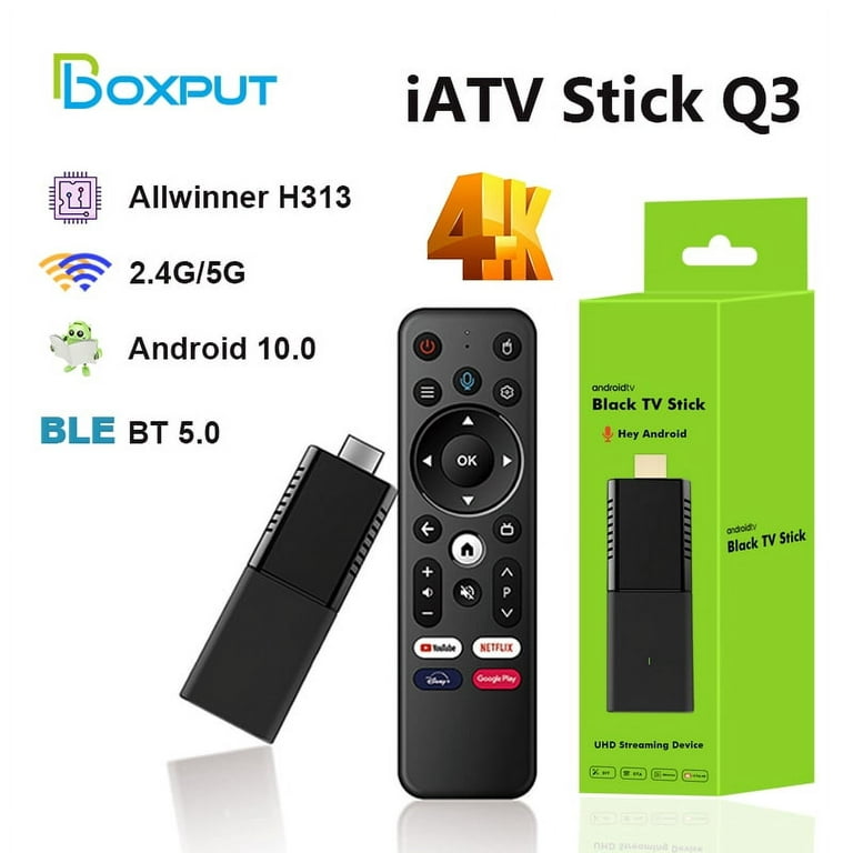 BOXPUT iATV Stick Q3 HDR Smart TV Stick with USB2.0 Android 10.0 TV Stick  Allwinner H313 Portable TV Stick 4K Android TV Stick 