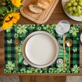 thumbnail image 4 of St. Patrick's Day Placemats Set of 8, Green Shamrocks Truck Black Buffalo Plaid Placemats for Dining Table, Place Mats for Kitchen Tabletop, Waterproof Wipeable Dining Table Mats Set, 4 of 9