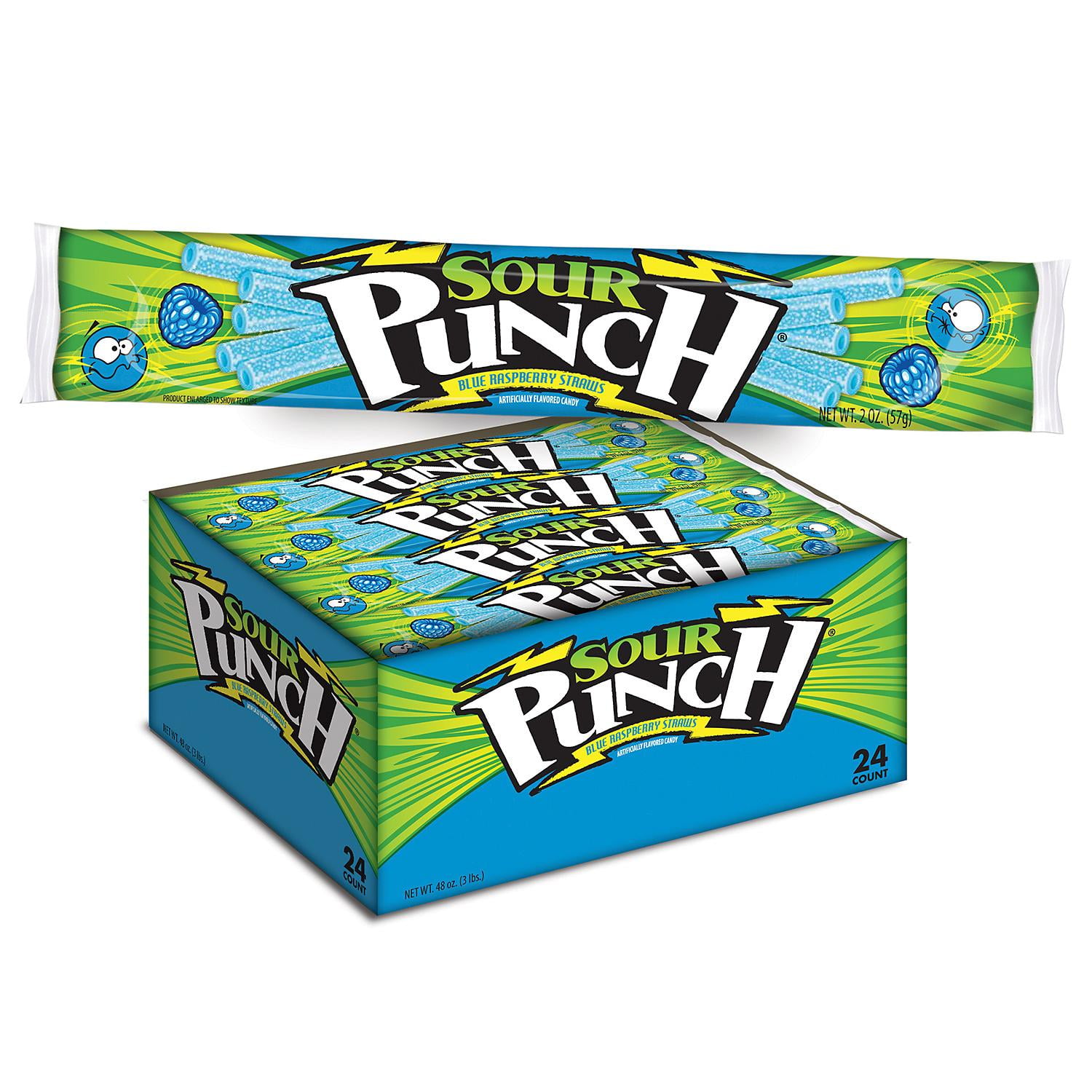 Sour Punch Straws Blue Raspberry 2oz. 24Ct.