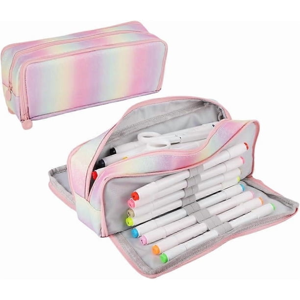 Large pencil case, three-grid pencil case, large-capacity pencil case, makeup bag (color)