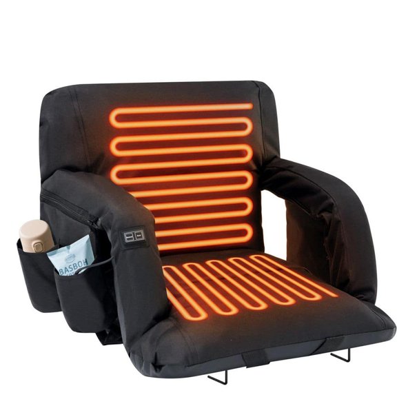 Heated Stadium Seat Bleacher Seat with Back and Wide Cushion 25 in. W Portable 6-Bleacher Seat Foldable Stadium Chair