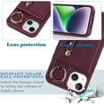 thumbnail image 5 of for iPhone 13 Case with Card Holder for Women,for iPhone 13 Phone Case Wallet with Credit Card with Ring Kickstand Zipper Shockproof Slim Stand Case for iPhone13 - Red Wine, 5 of 13