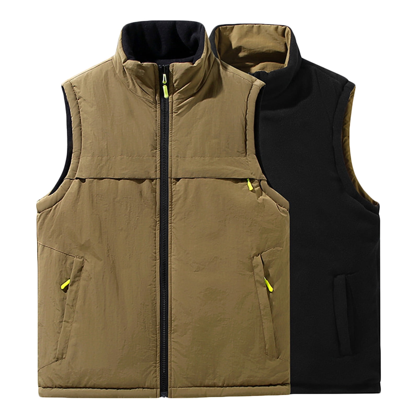 zfhfof Men's Lightweight Reversible Vest Outerwear Zip Up Fleece Lined Sleeveless Jacket Winter Warm Vests for Work Running Hiking