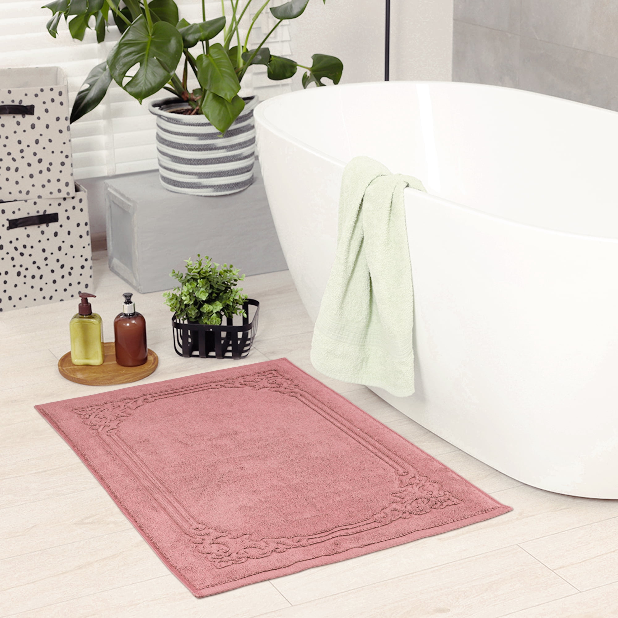 Unique Bargains Cotton Absorbent Floor Mats Quick Dry Towel Pink