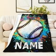 thumbnail image 5 of Custom Baseball Blankets for Adults - 80x60 Inches Sport Throw Blanket for Kids Teens Boys Men - Personazlied Black Soft Fuzzy Blankets for Bed Couch, 5 of 6