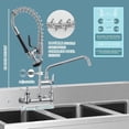 thumbnail image 7 of Commercial Kitchen Faucet,Wall Mount Kitchen Sink Faucet with Pre-Rinse Pull Down Sprayer,25'' Height 8'' Center 3 Compartment Sink Faucets with 12.2'' Swing Spout, 7 of 7