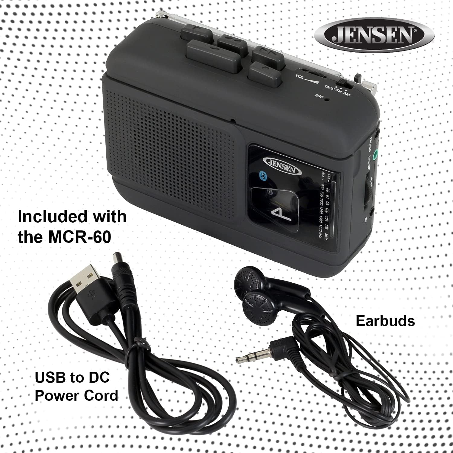 Jensen Portable AM/FM Radio, Black, MCR-60