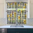 thumbnail image 3 of Sunflowers with Black and White Check Patterns3(1) Kitchen Curtain Valance 3 Piece Home Curtains and Valance Set Curtain Sink Window Decor Window Treatment Tier 27.5x36 Length, 3 of 6