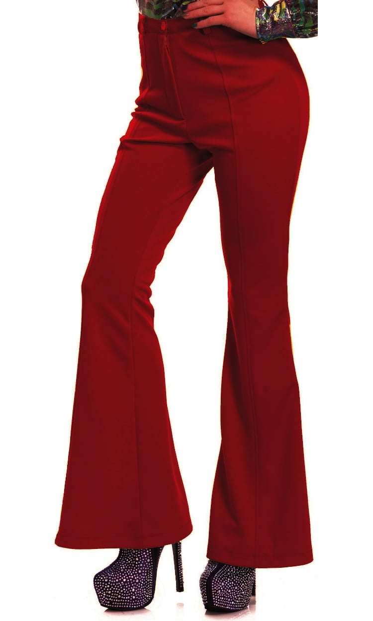Charades Costumes Womens 70s High Waisted Flared Red Disco Pants ...