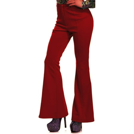 Womens 70s High Waisted Flared Red Disco Pants - Walmart.com